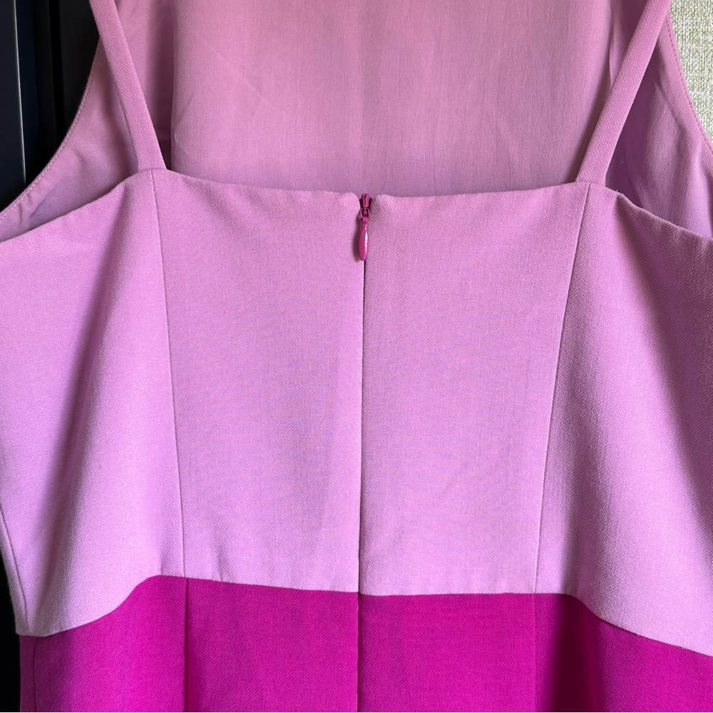 French Connection Colorblock Pink + Fushia High Neck Fitted Mini Dress, Size 6 - Picture 5 of 10